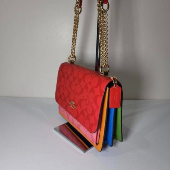 NWT COACH CA151 Signature Klare Crossbody Blocked Signature Canvas Miami - Picture 2 of 7